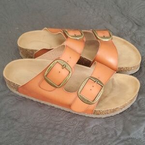 Women's Time and Tru tan Sandals with Buckle Straps size 8.5.